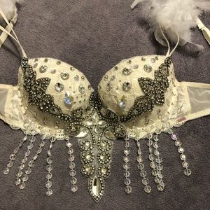 Pink White Blinged out Bra